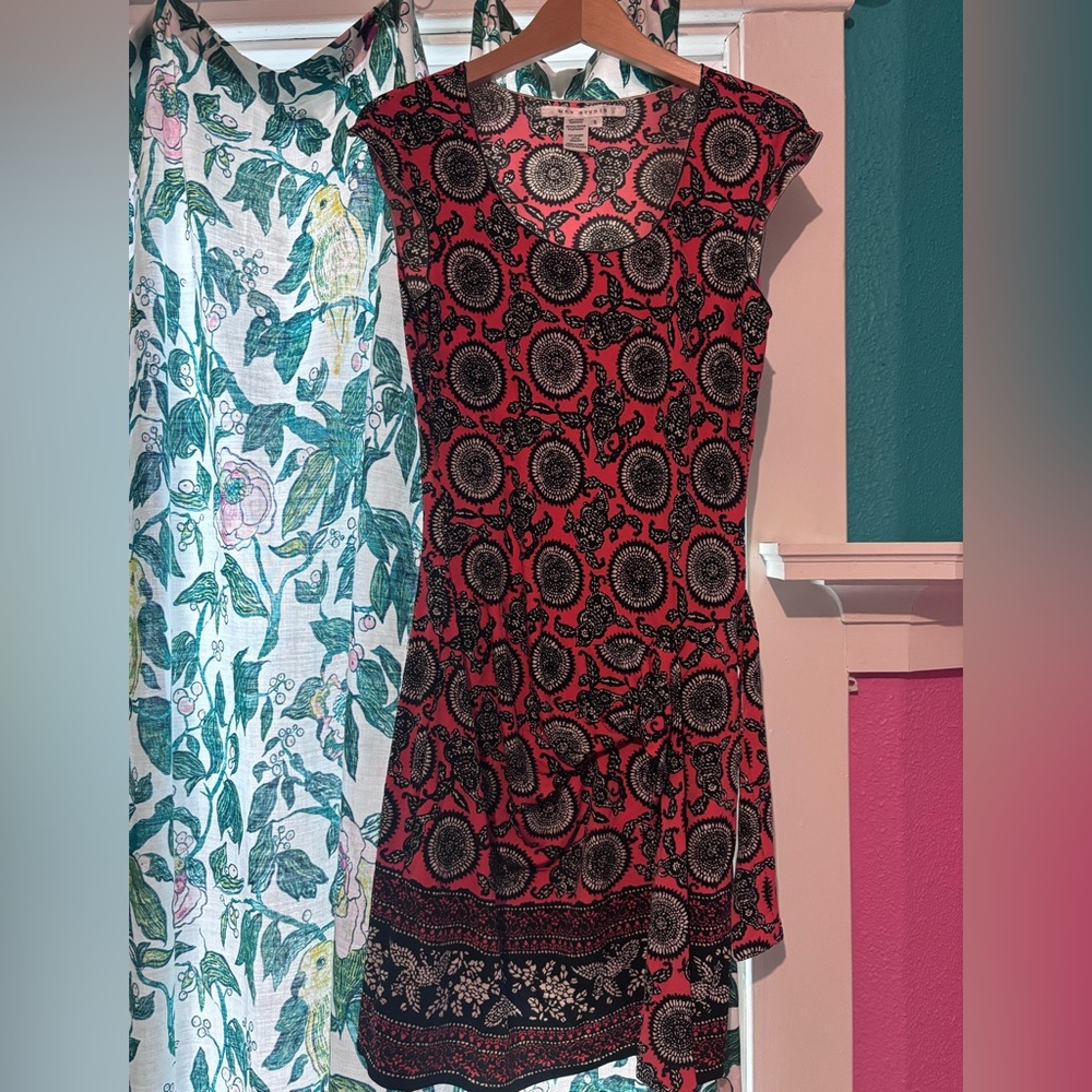 Max Studio Red and Black Sleeveless Mini Dress